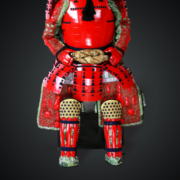 Ono Shigeyuki Red Samurai Armor Tosei Gusoku Style Tentsuku Maedate All Red Scales mixed with Black Cords